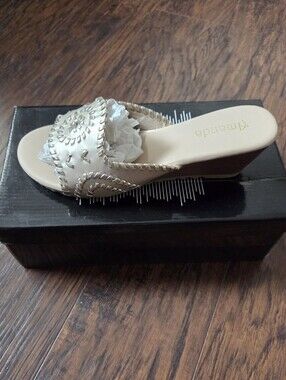 Via Veneto Metallic Gold Wedge Slide
